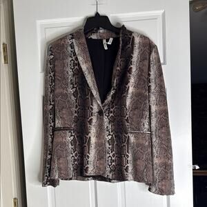 Classic Brown and Black Snake Print Blazer.  Tessori.  small